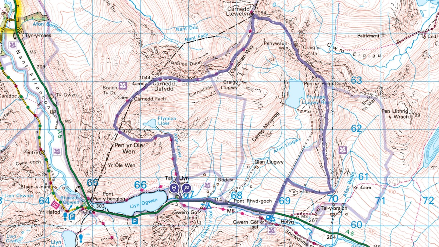 Southern Carneddau greats map