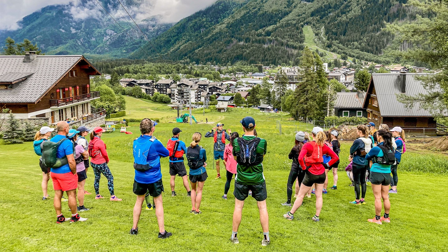 trail running group in the alps