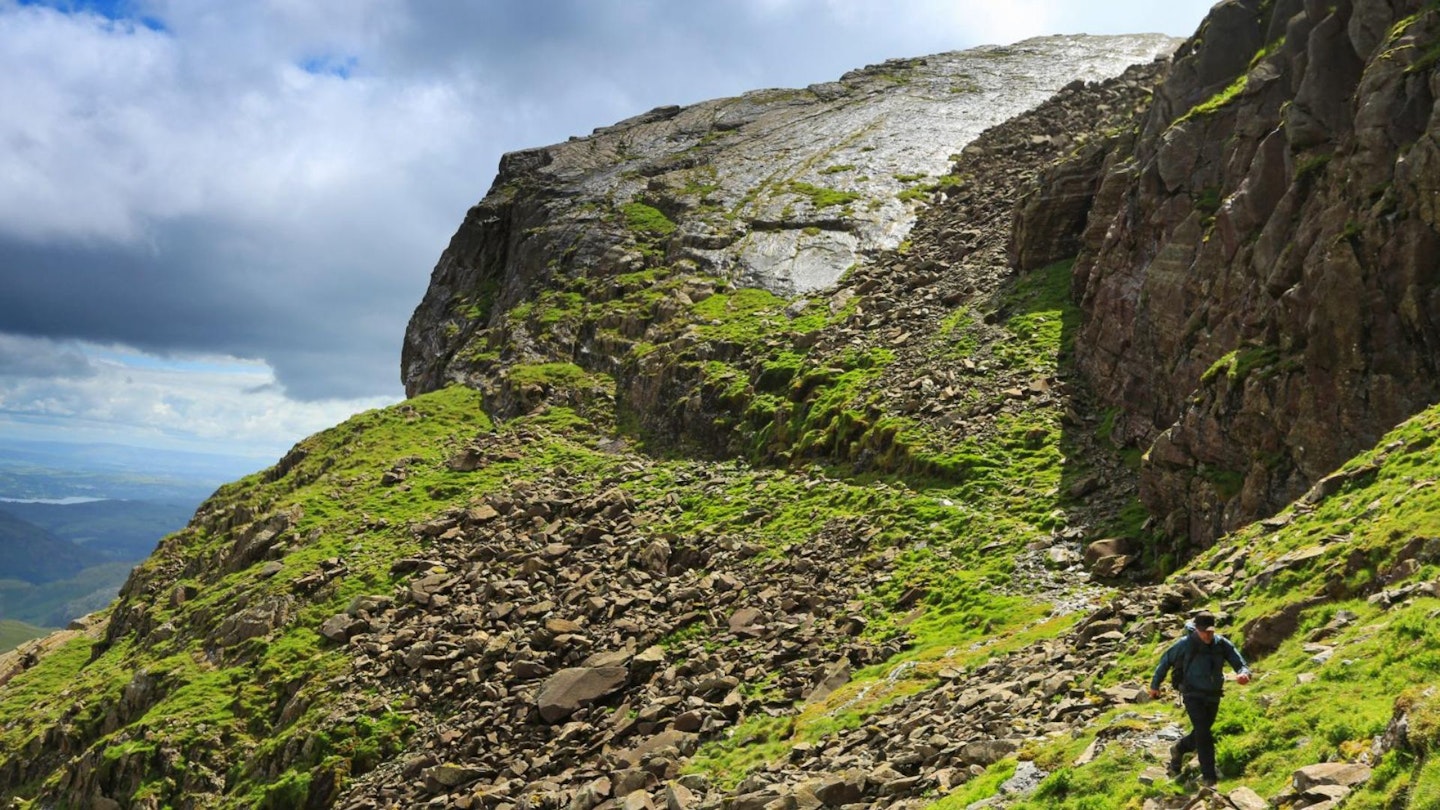 Climbers Traverse Bow Fell Lake District