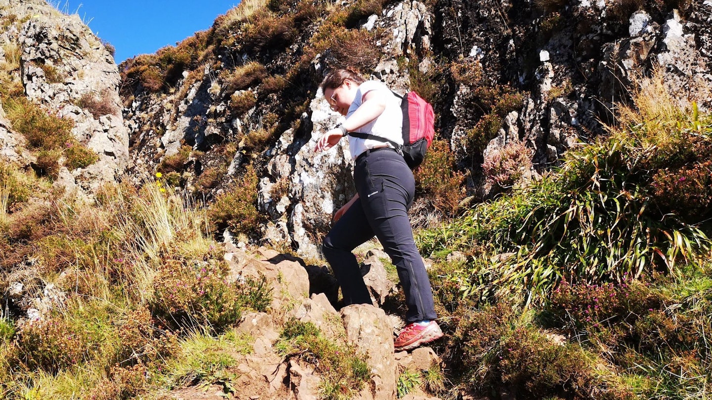 Feature image for best women's walking trousers - flexibility