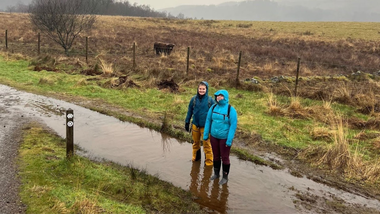 Fliss and Tegan get wet on the west highland way