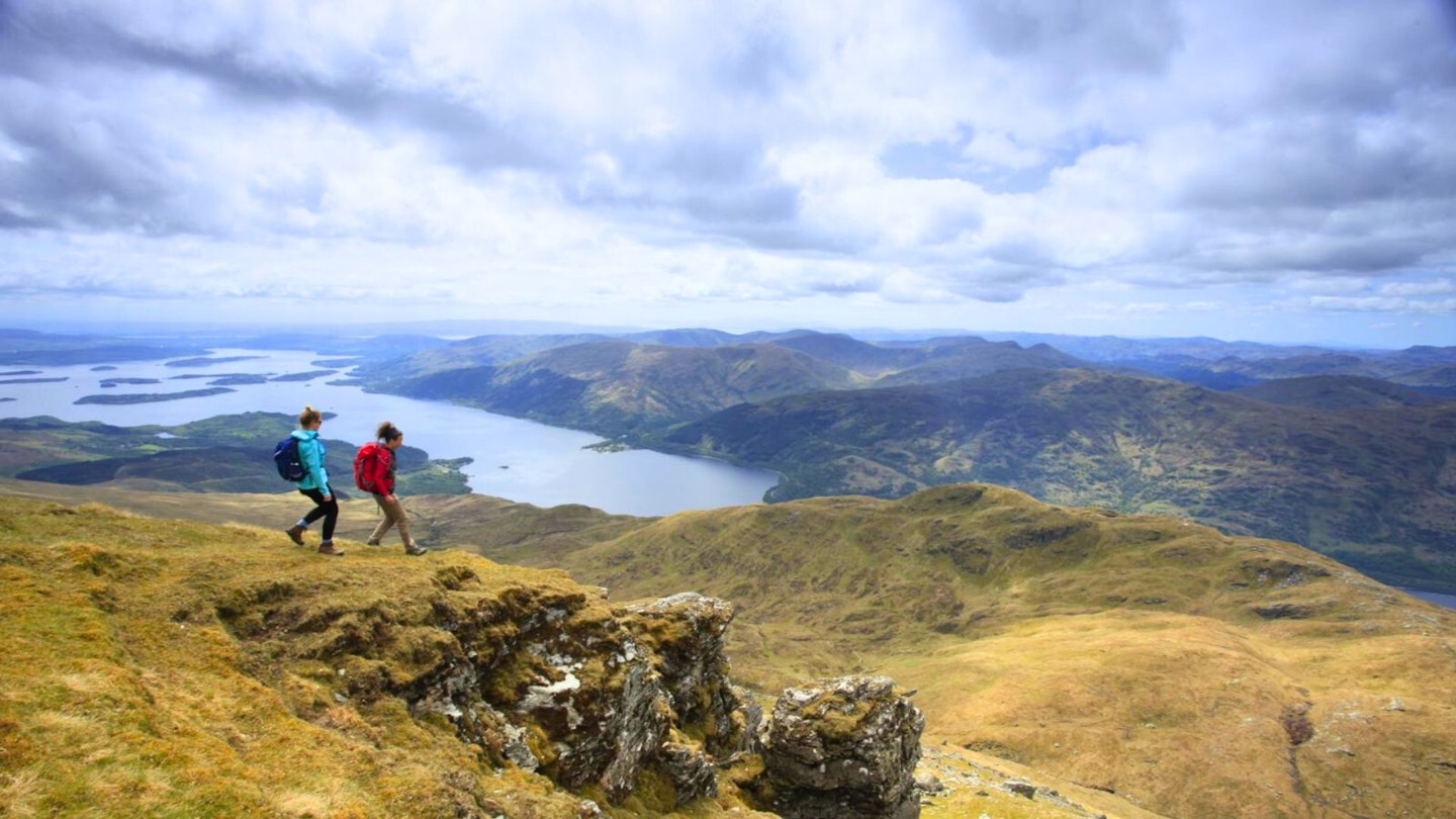 Walkers heading for Ptarmigan Ridge on Ben Lomond