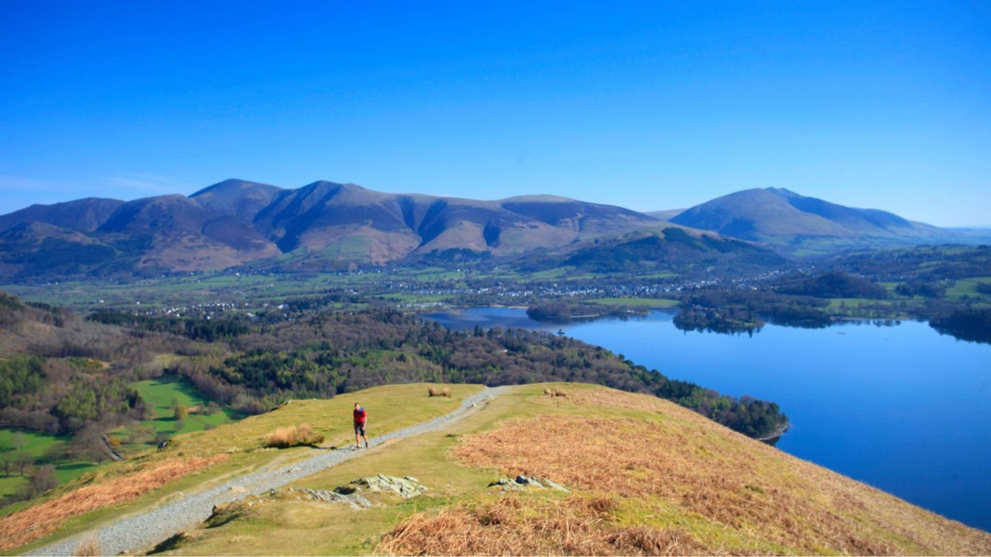 On Cat Bells with Skiddaw and Blencathra beyond Lake District