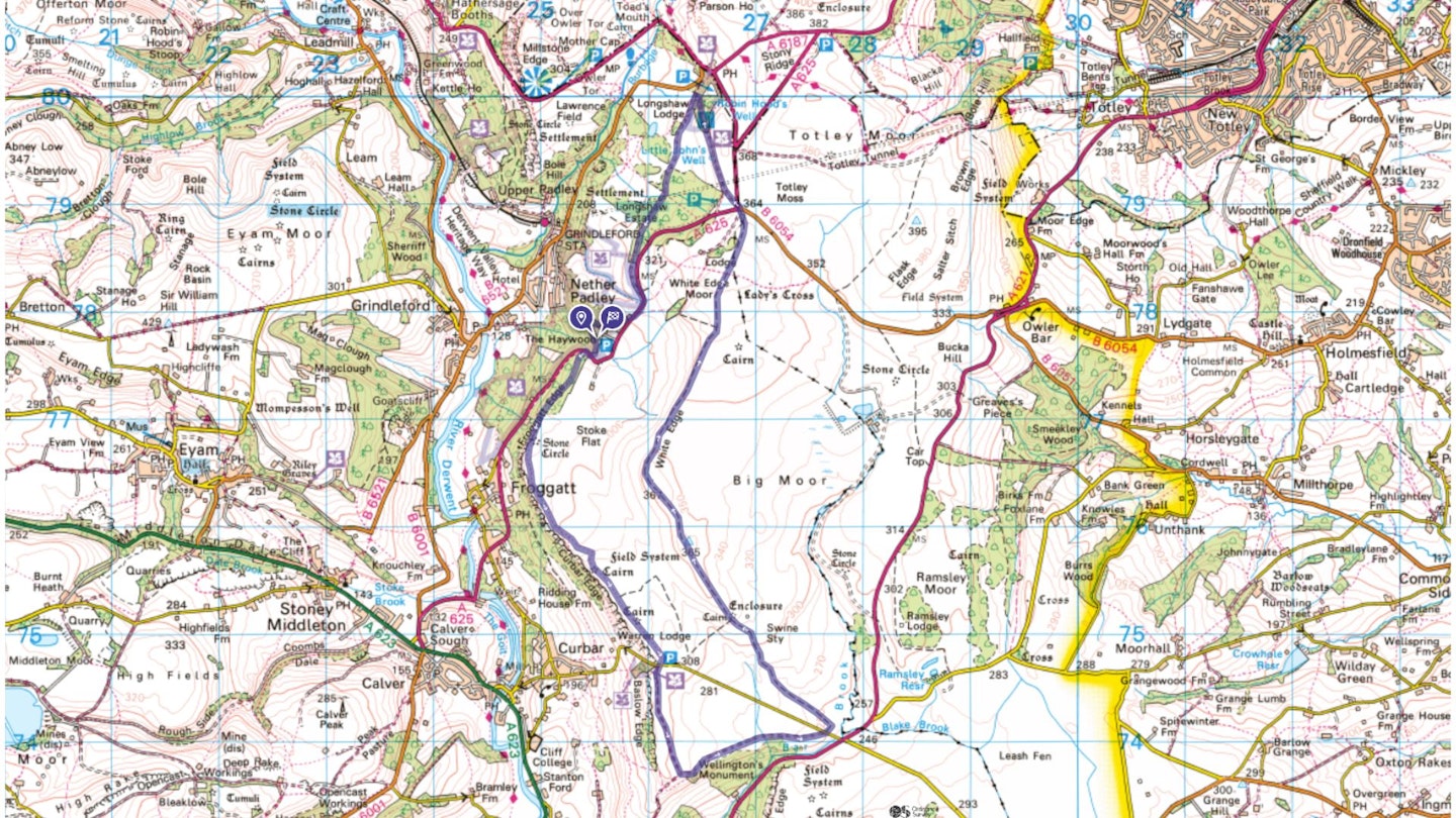 Peak District Four Edges walk map