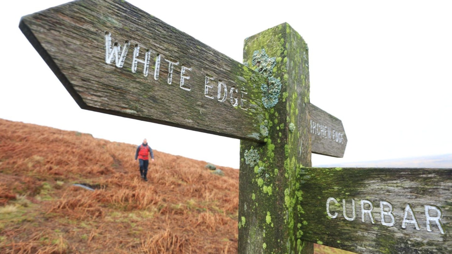 White Edge signpost in the Peak District