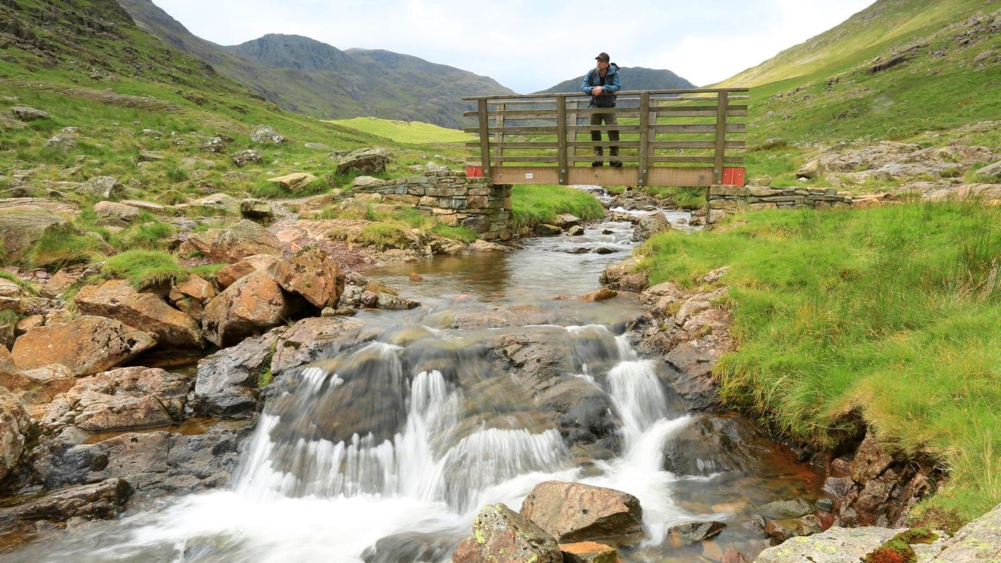 Bridge over Styhead Beck Great Gable Lake District