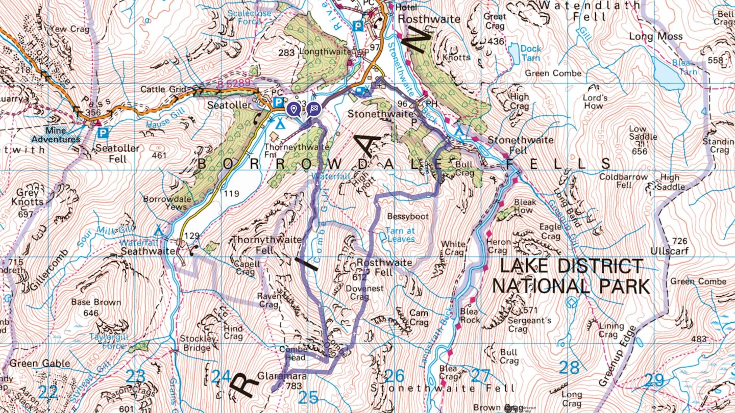 Glaramara route map