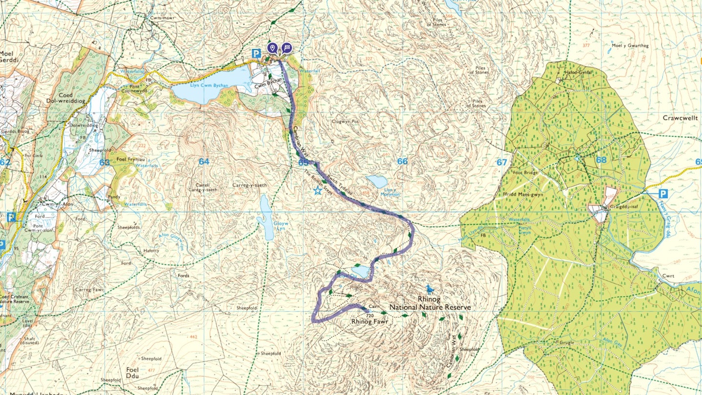 Rhinog Fawr route map