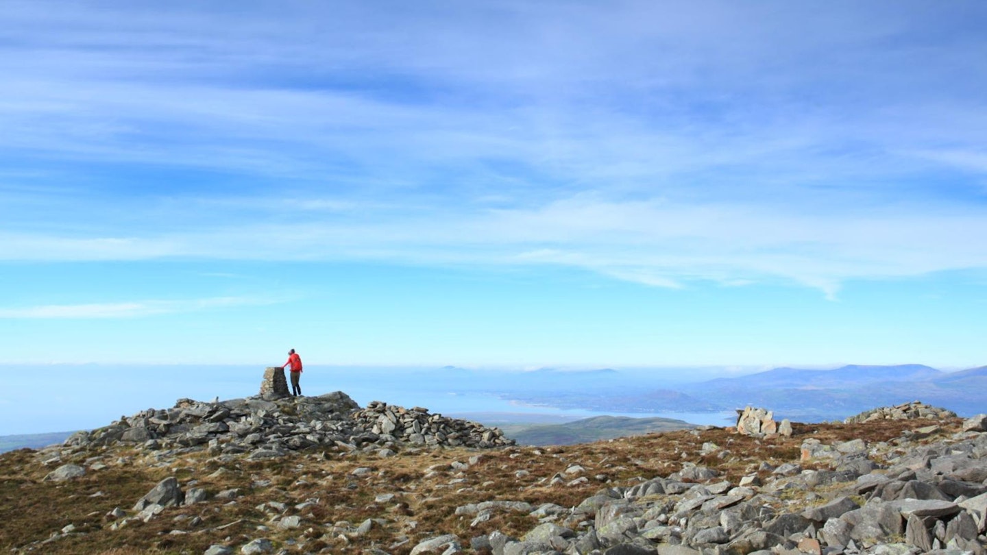 Views out to sea from the summit of Rhinog Fawr Snowdonia