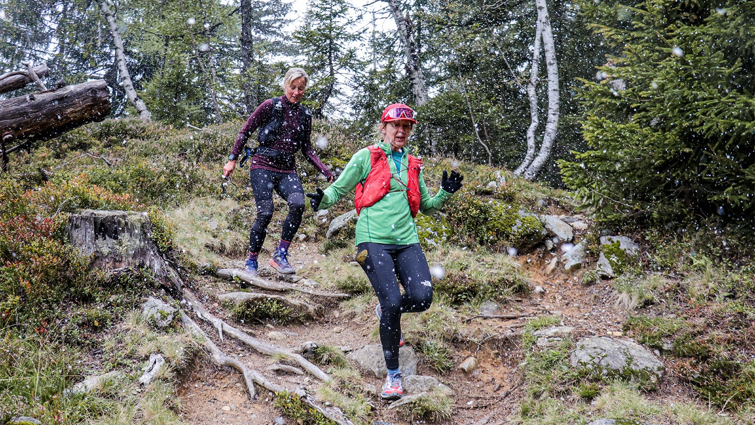 running downhill in the rain