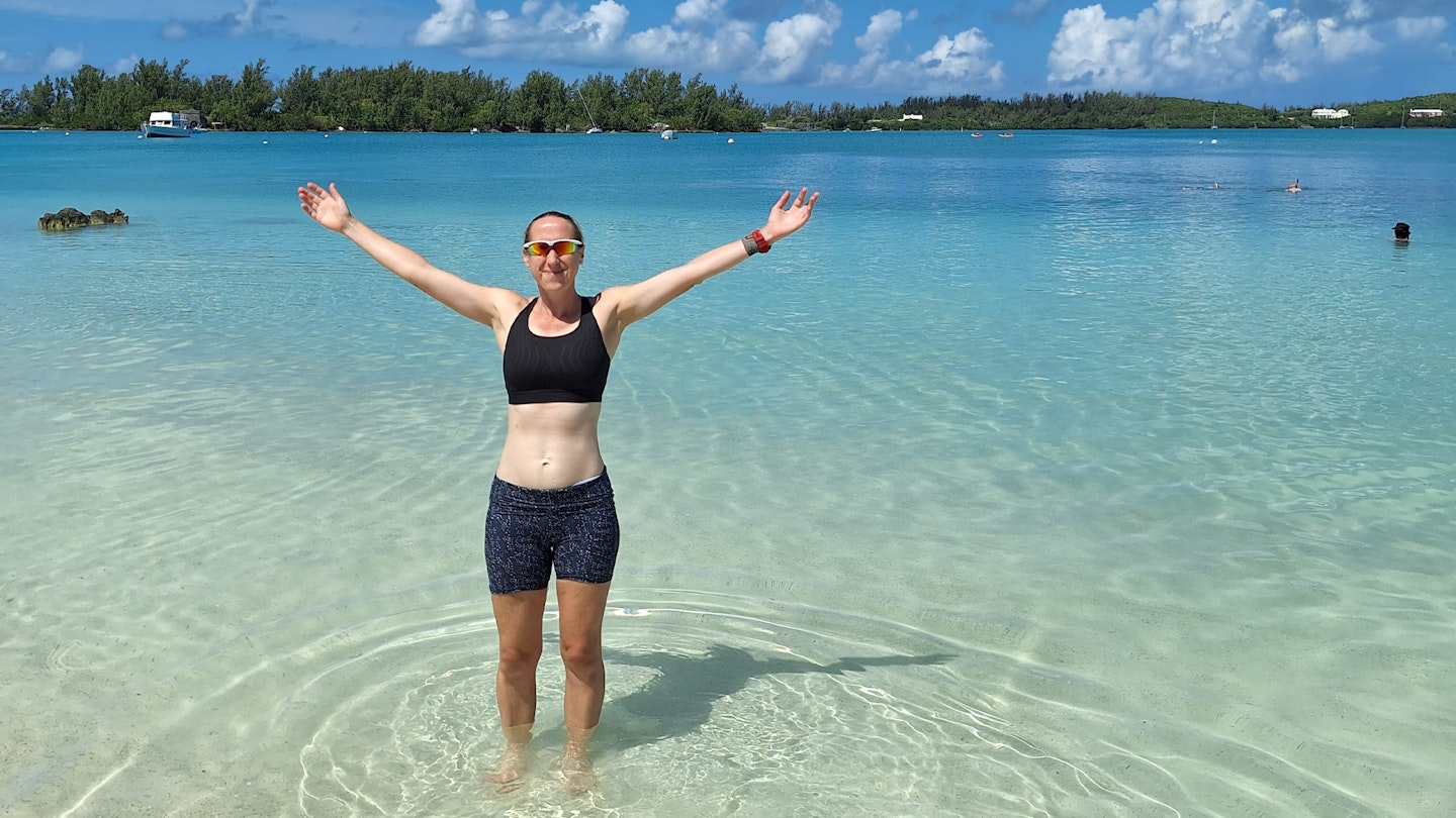 wearing running gear in the sea