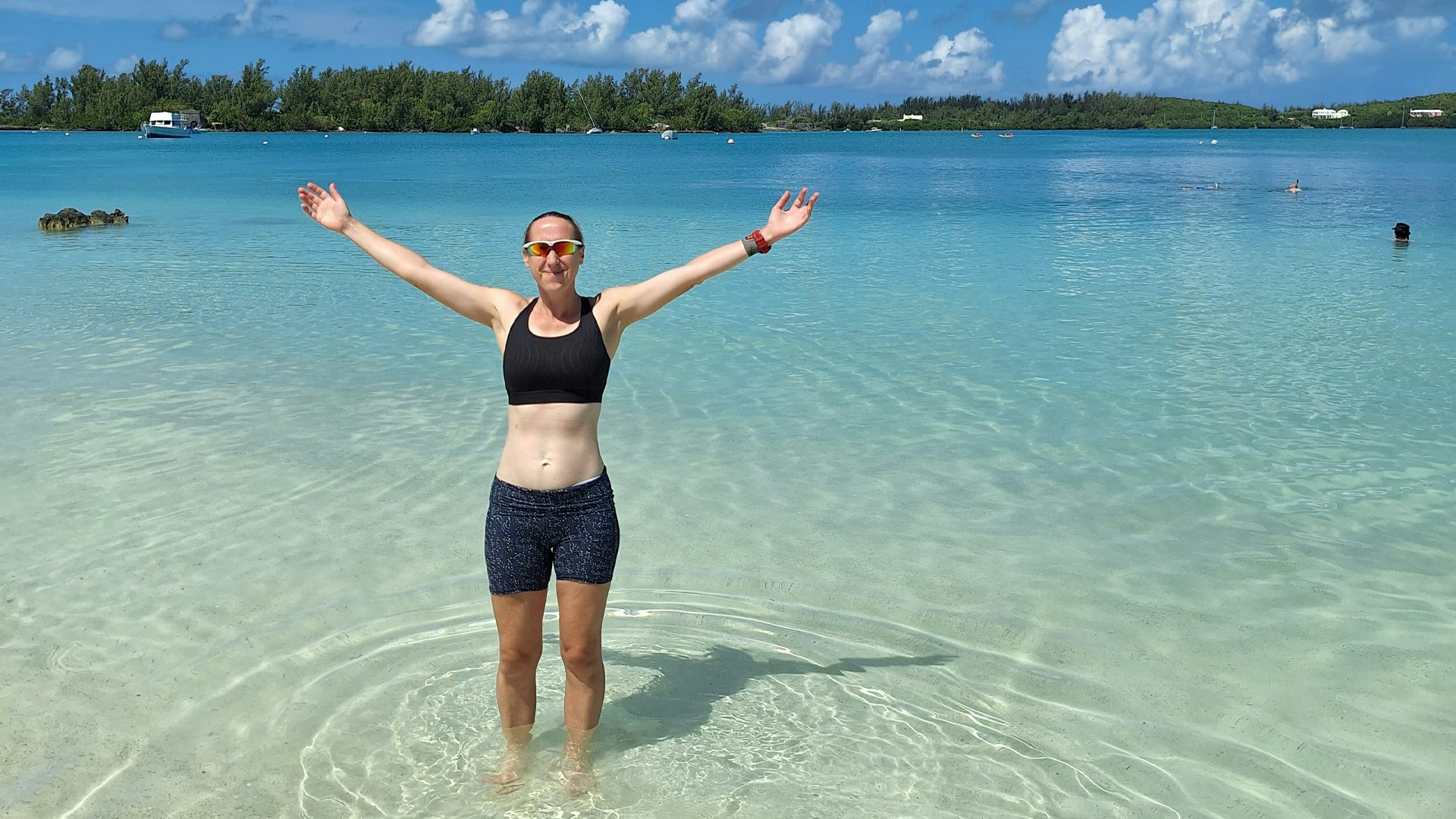 wearing running gear in the sea