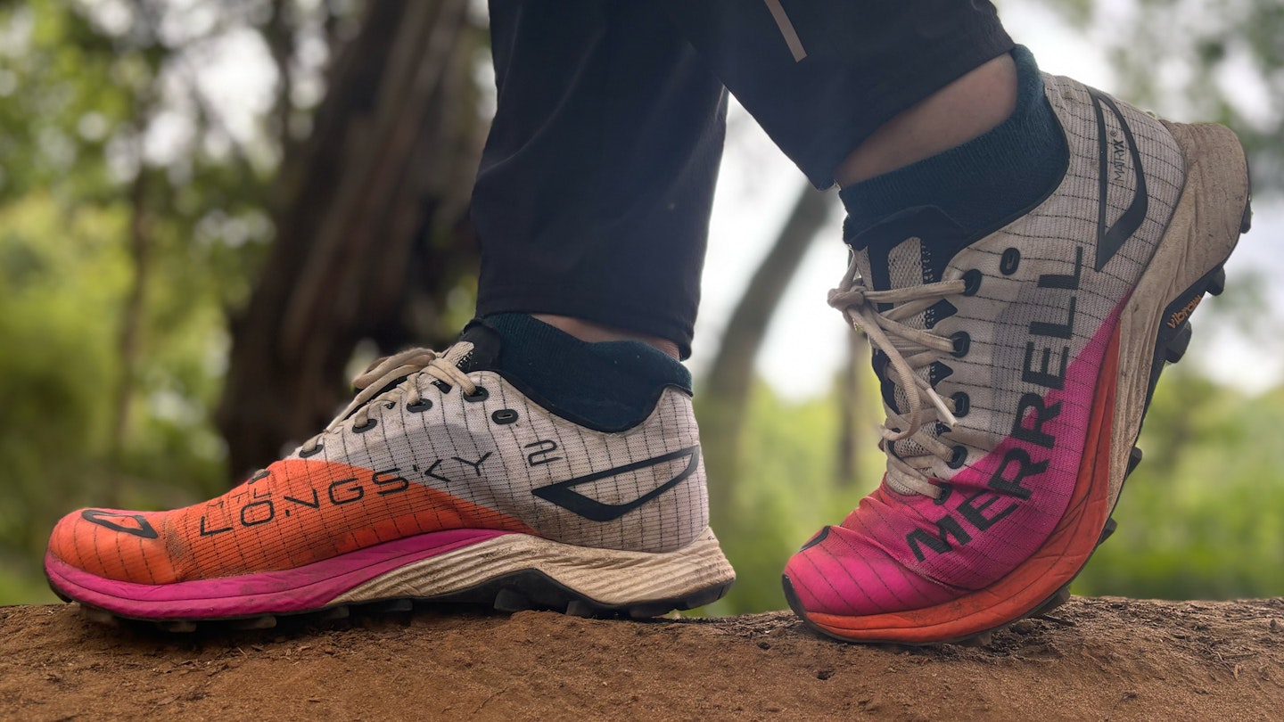 Bending the Merrell MTL Longsky 2 trail running shoes