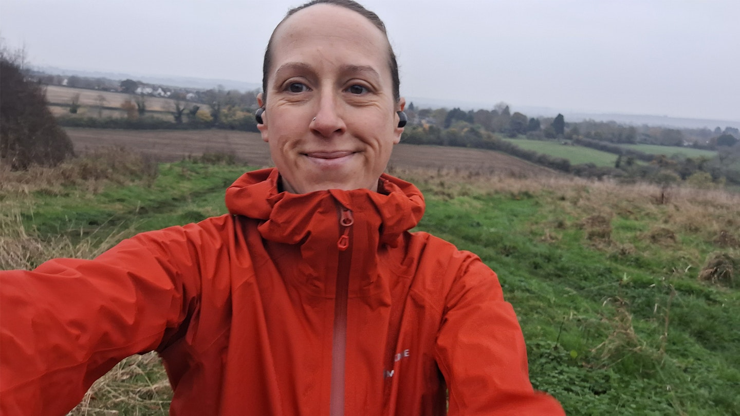 Tester Lily Canter wearing the Montane Minimus womens waterproof running jacket