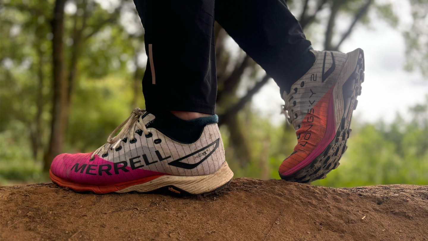 Testing the flex on the MTL Longsky 2 Trail running shoes