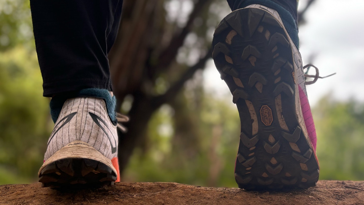 The muddy sole of the Merrell MTL Longsky 2 trail running shoes