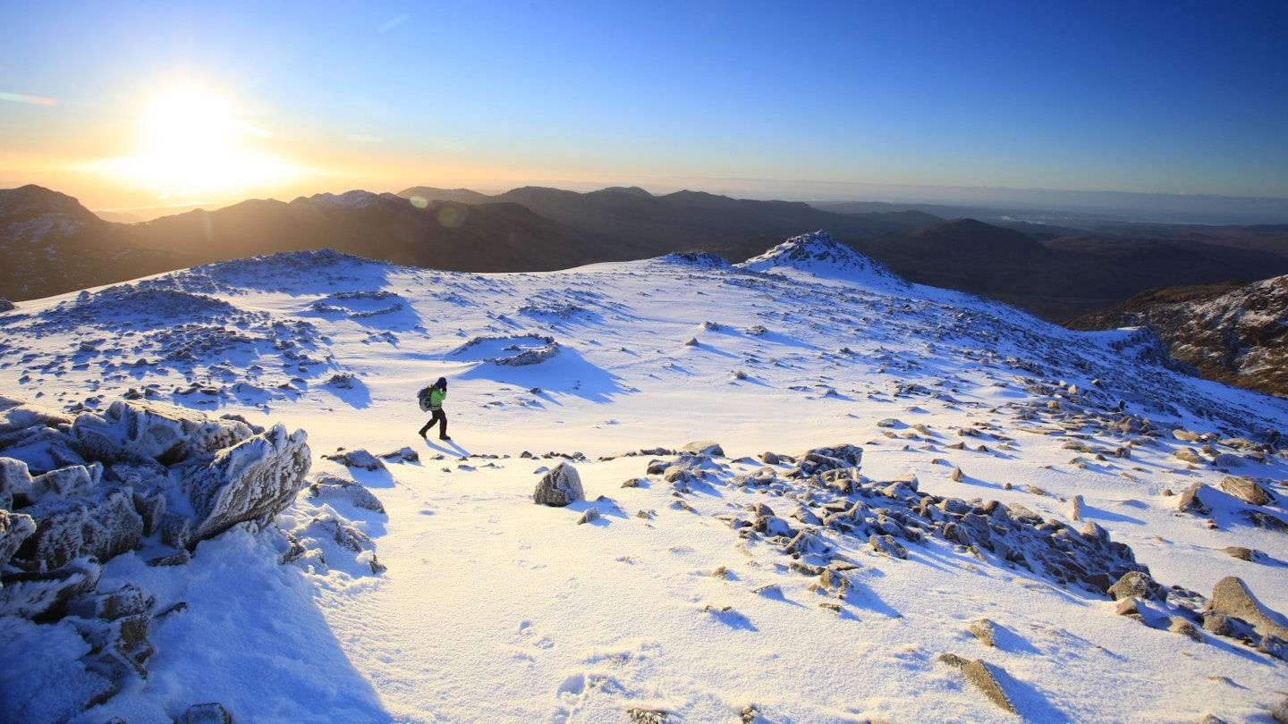 Early morning on snowy Scafell Pike