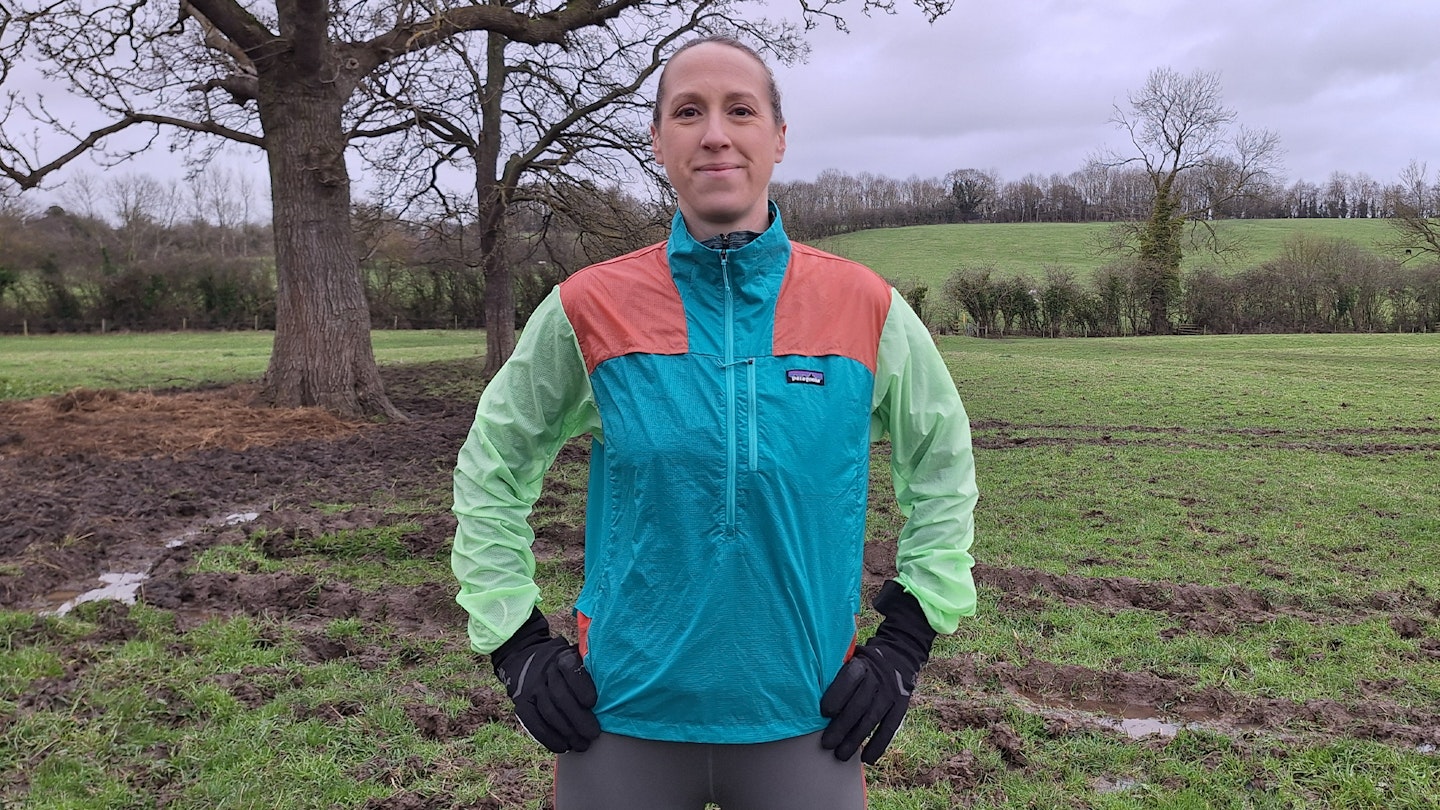 LFTO tester Lily Canter wearing the Patagonia Houdini Stash running jacket