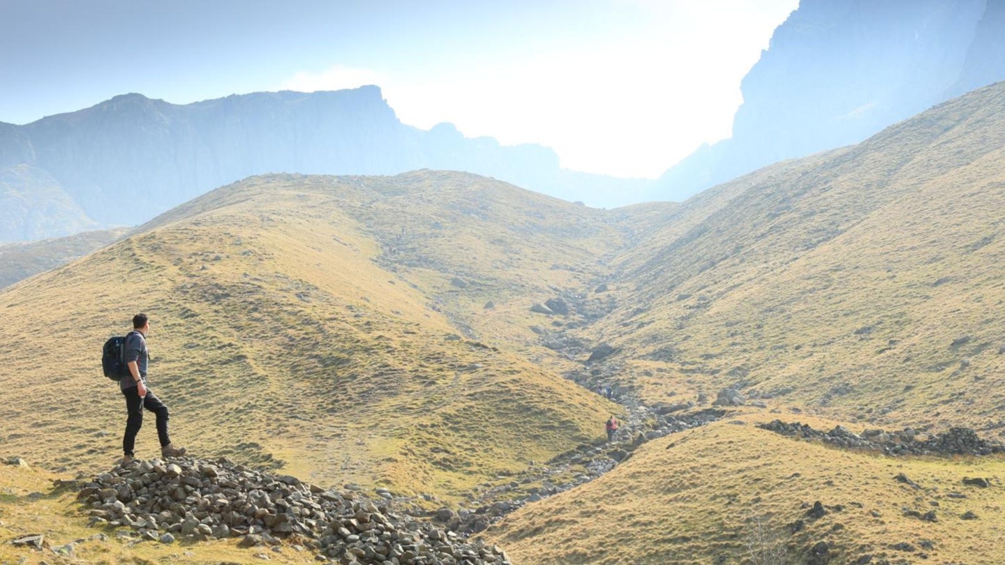 Looking to the Scafells from Lingmell Beck, Lake District