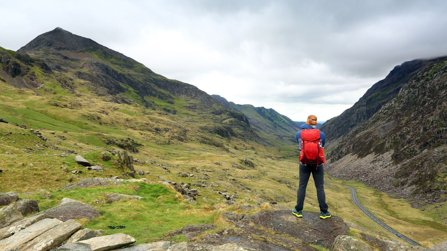 Looking up to Crib Goch from PYG Track Snowdon