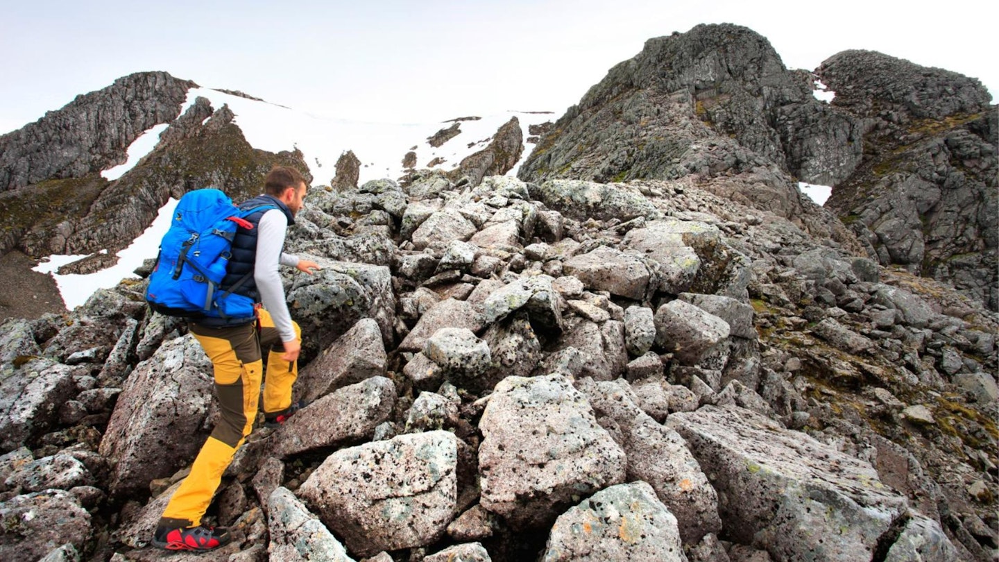 Near the top of the Ben Nevis Ledge Route