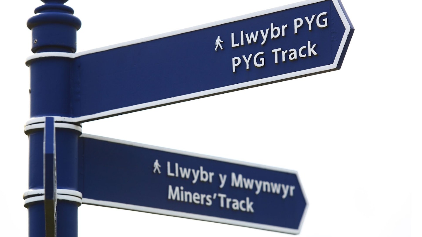 Pen y Pass PYG Track Miners Track Sign