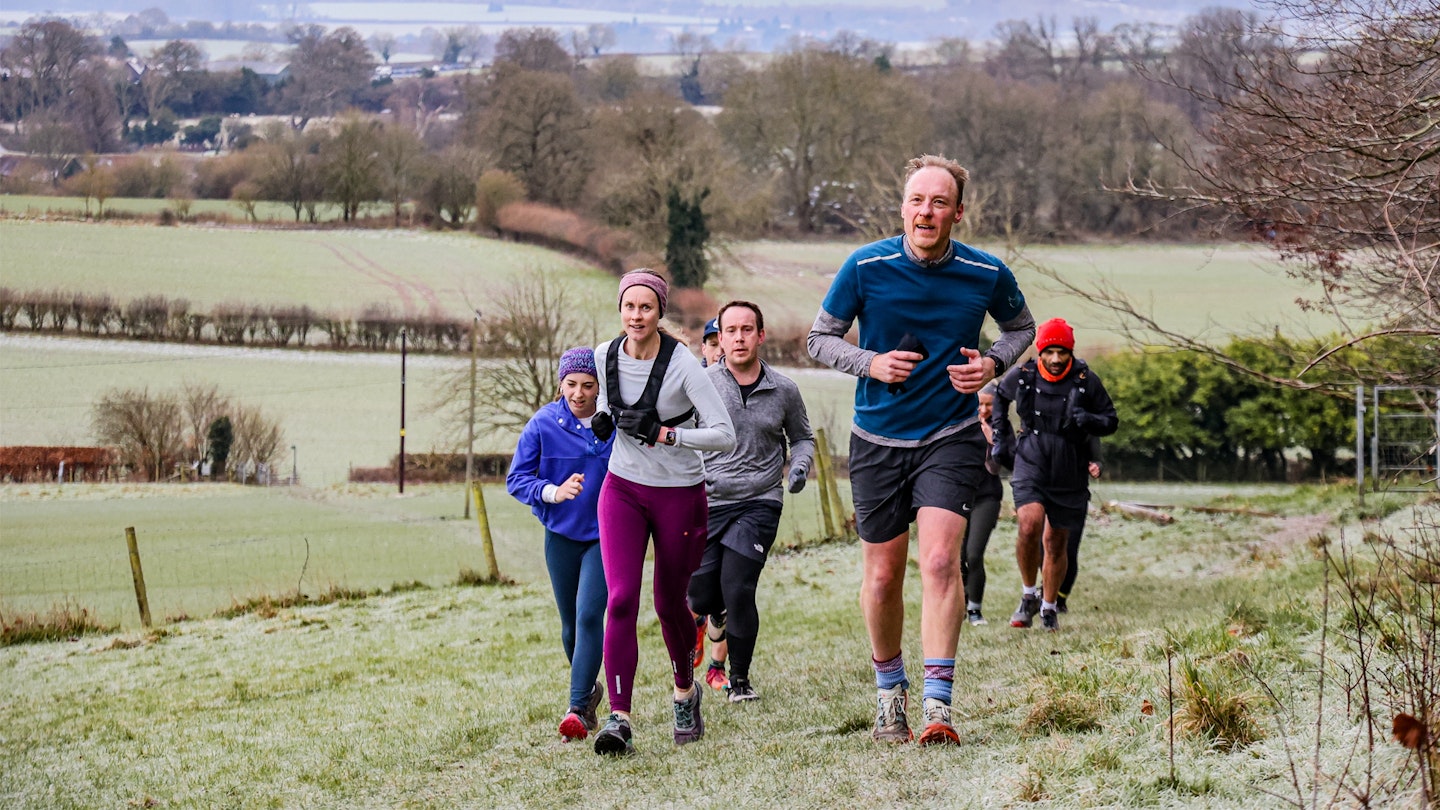 Group of tired trail runners