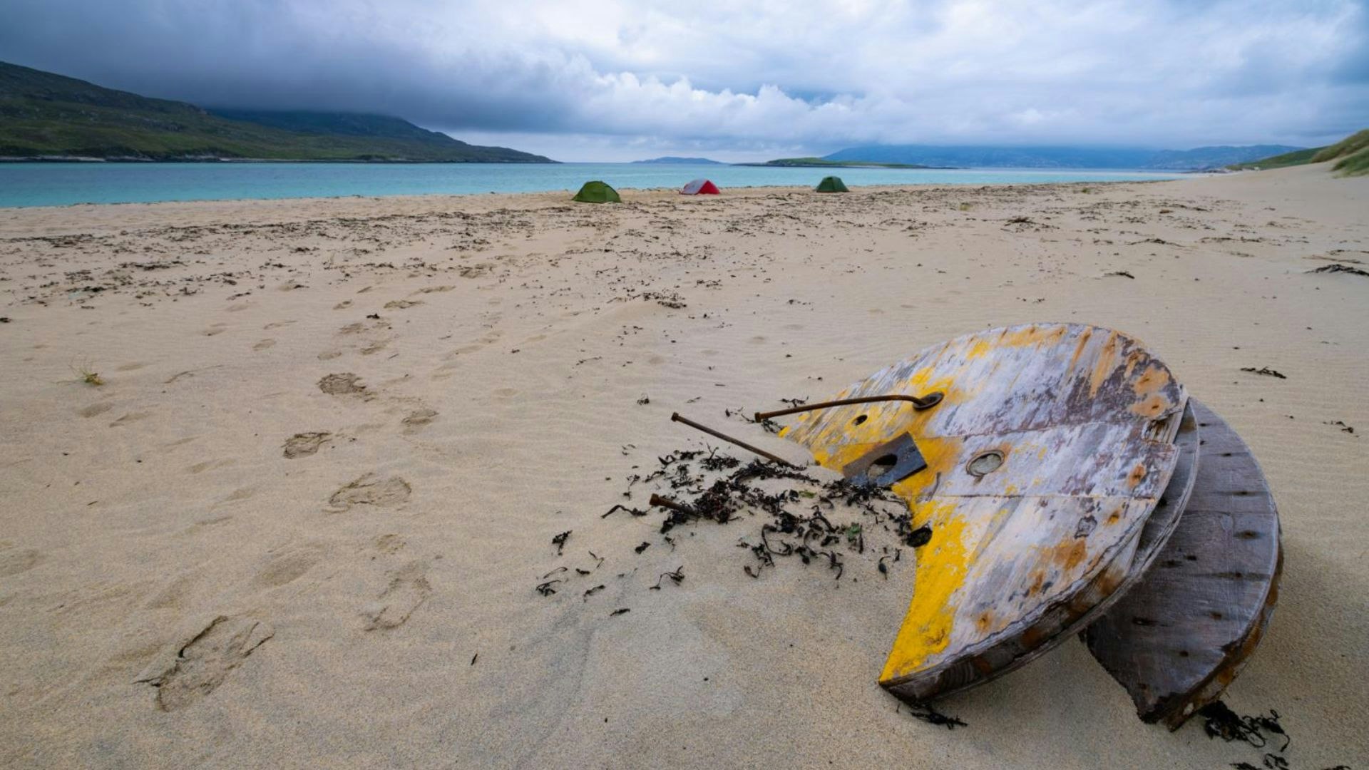 Isle of Harris 3 tents beach camping on Traigh Mheilein