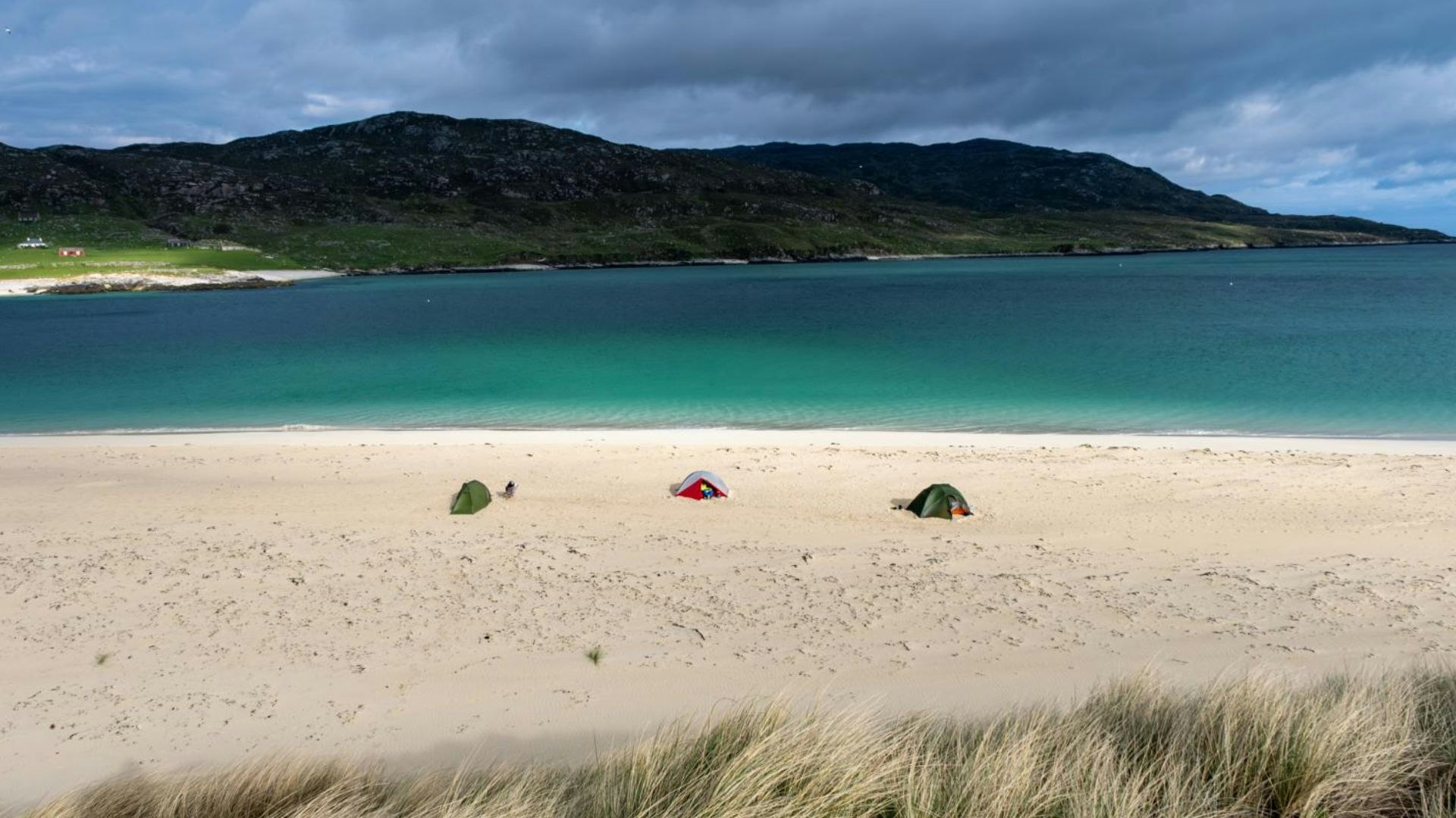 Isle of Harris white sand beach camping on Traigh Mheilein