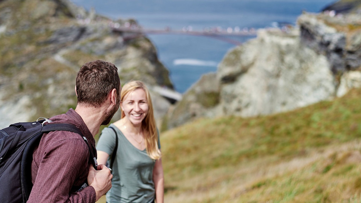 Two hikers on English coast