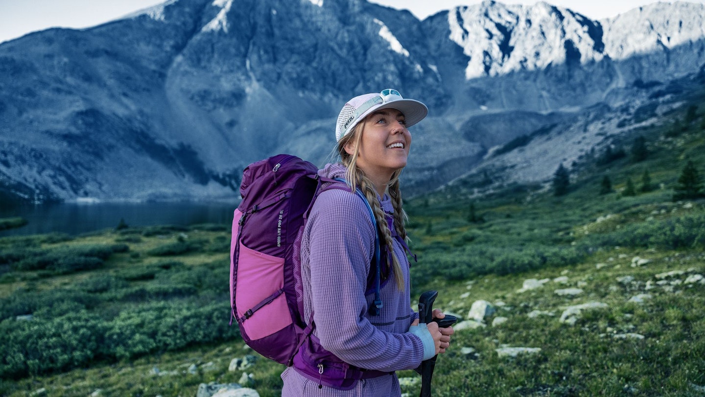 Woman walking with deuter rucksack