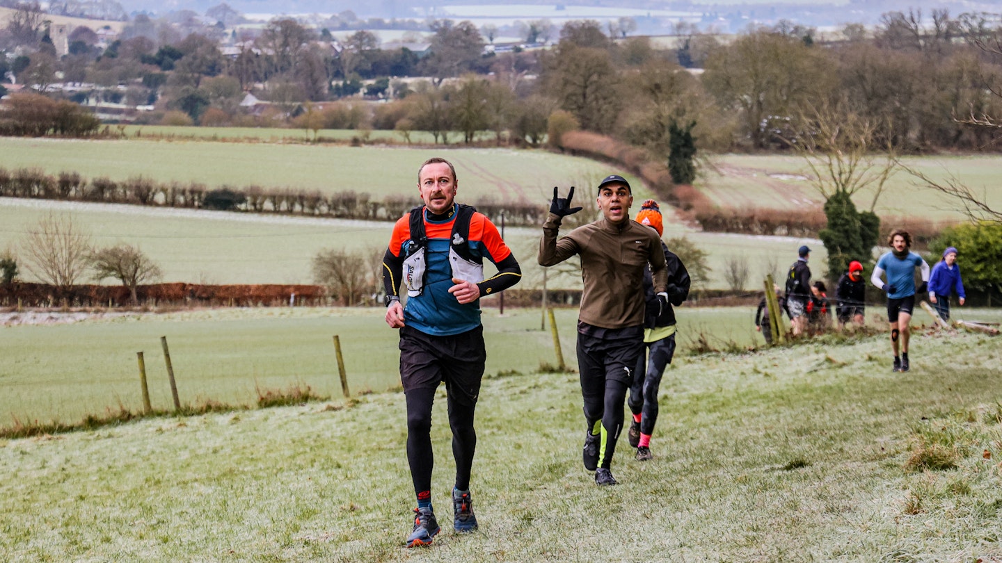 trail runners on a frosty morning