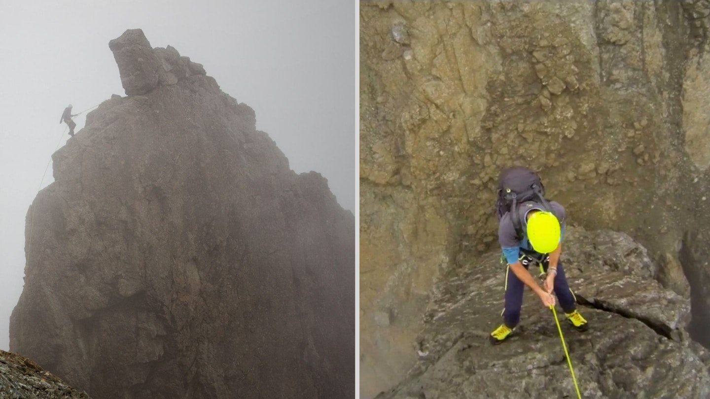 Abseiling on the Inaccessible Pinnacle Skye Cuillin ridge