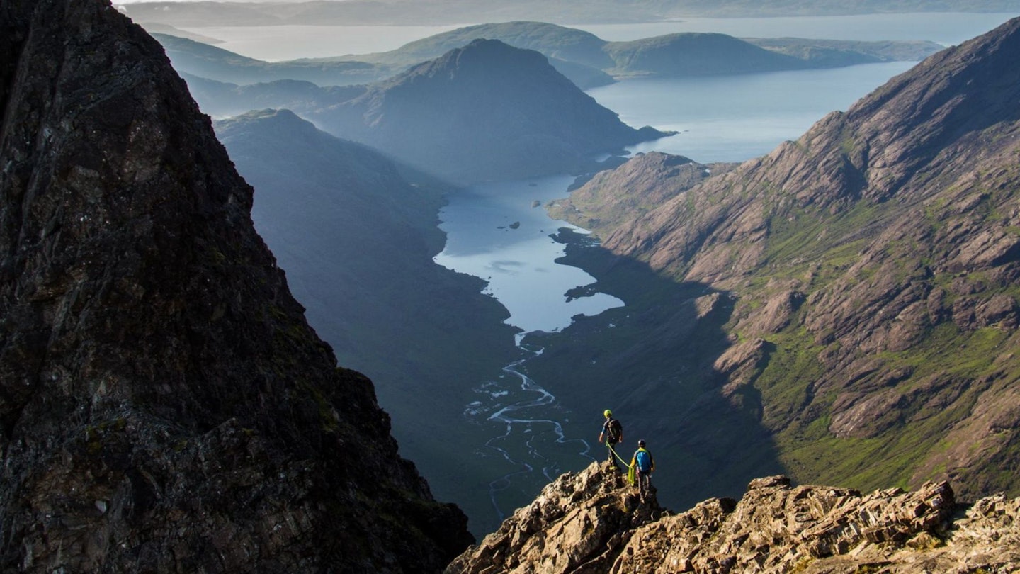 Cuillin Ridge traverse Skye early morning shadows