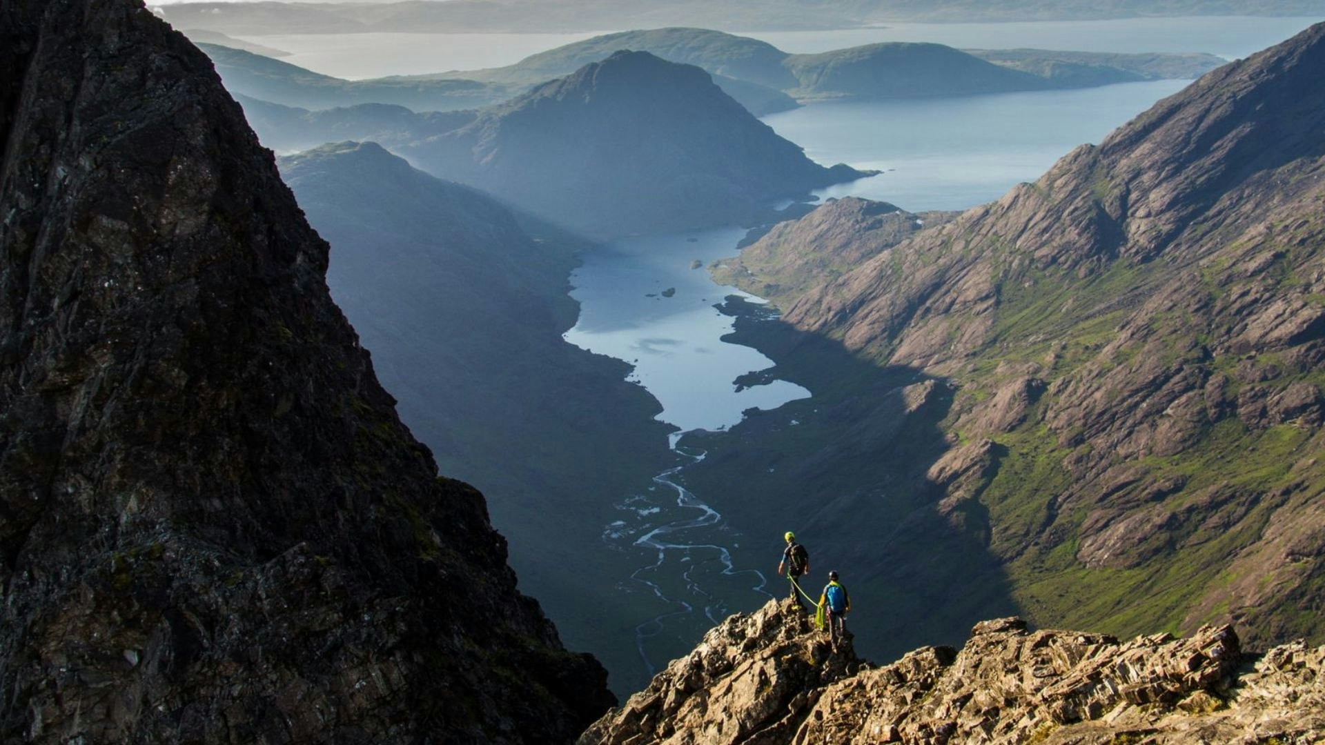 Cuillin Ridge traverse Skye early morning shadows