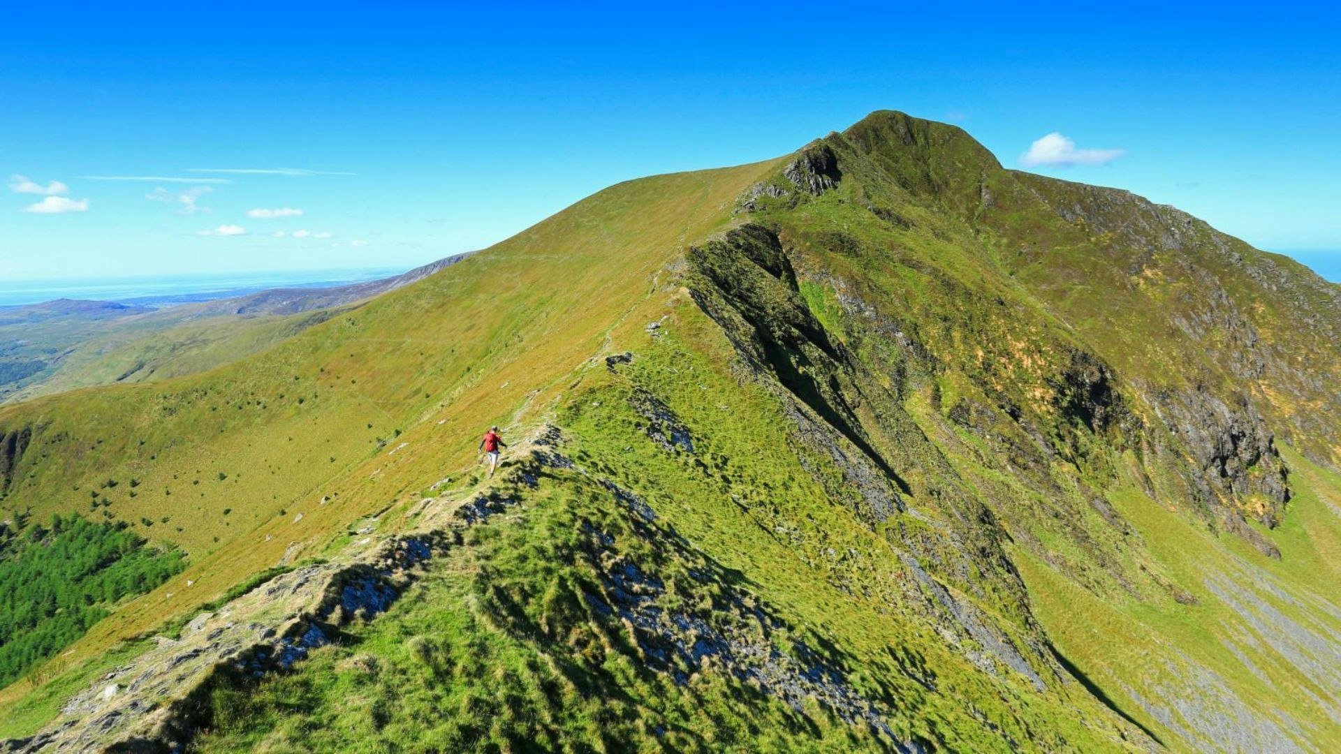 Heading up Trum y Ddysgl Nantlle Ridge North Wales