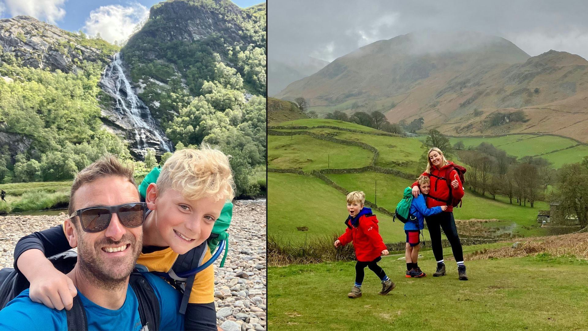 Family hiking with kids