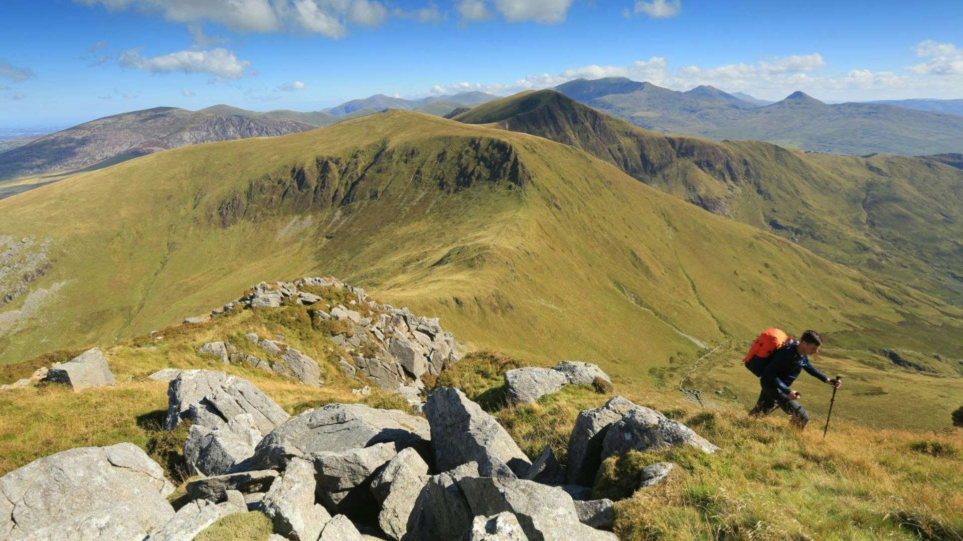 Looking towards Snowdon & the Nantlle Ridge from the NNE ridge of Craig Cwm Silyn Western end of the Nantlle Ridge Snowdonia North Wales