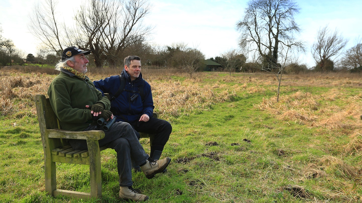 Simon and Nick on a bench