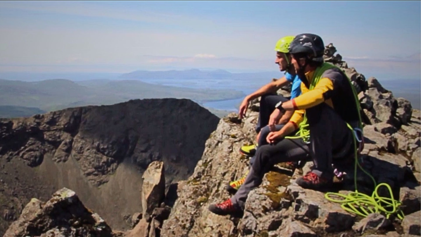 Two climbers on Sgurr nan Gillean, Cuillin Ridge Skye