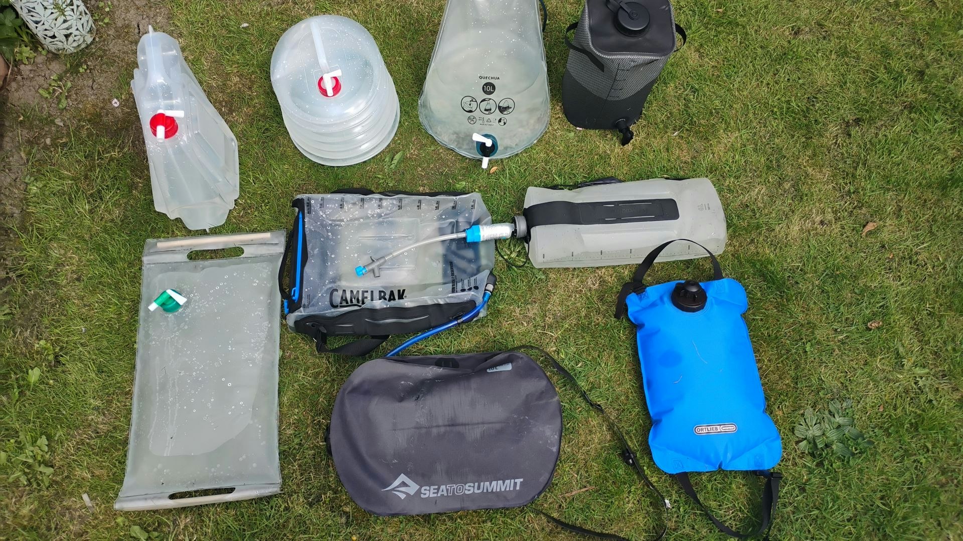 Comparison of camping water containers