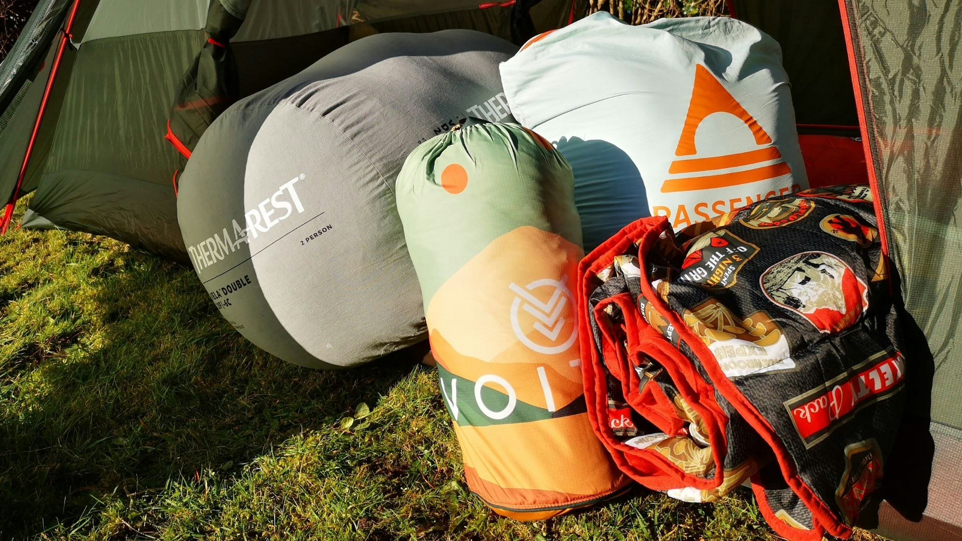 Group of camping blankets