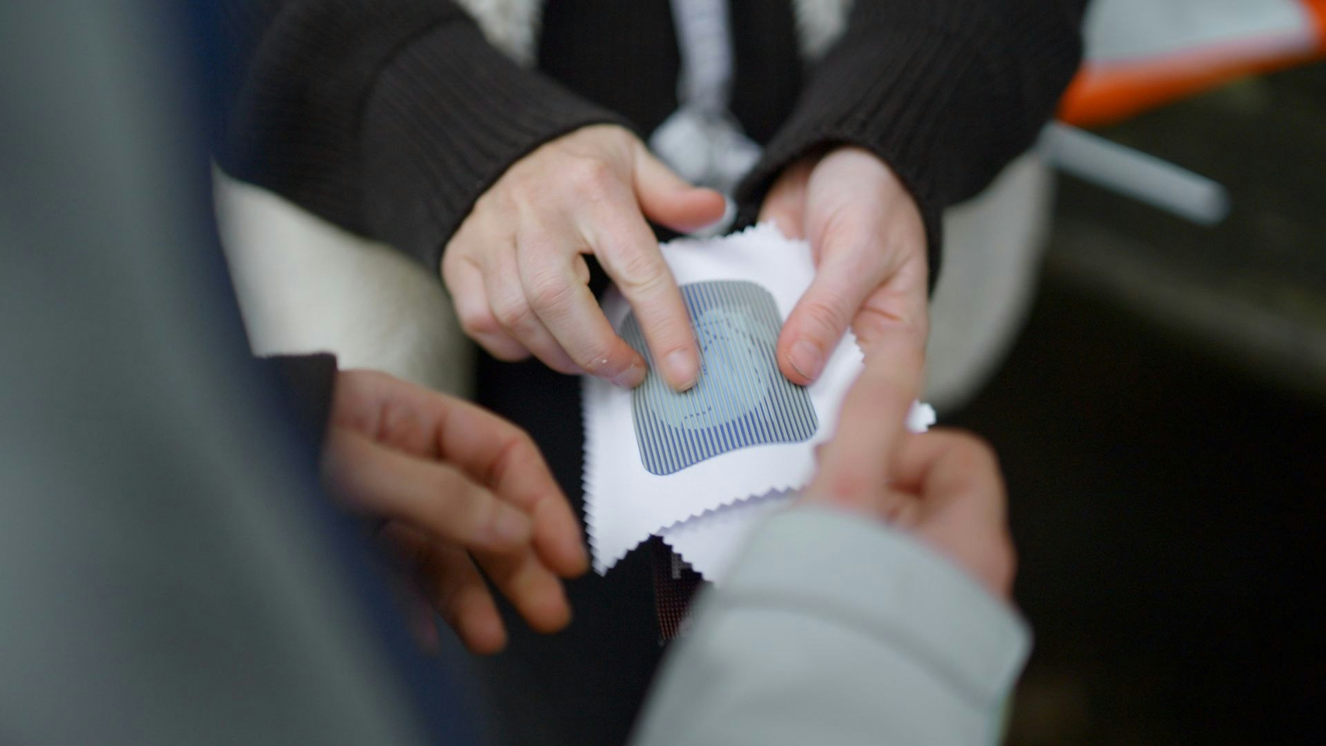 A sensory badge gets sewn into clothing