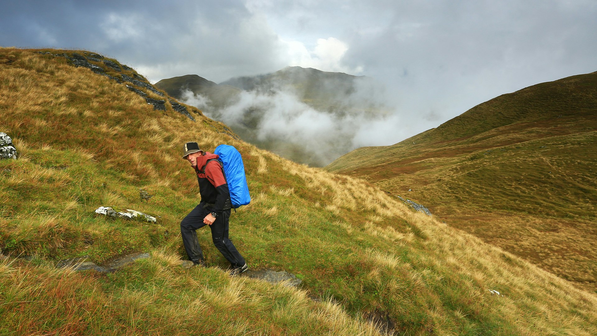 11 Tom Bailey hiking through Beinn nan Eachan Tarmachan Ridge