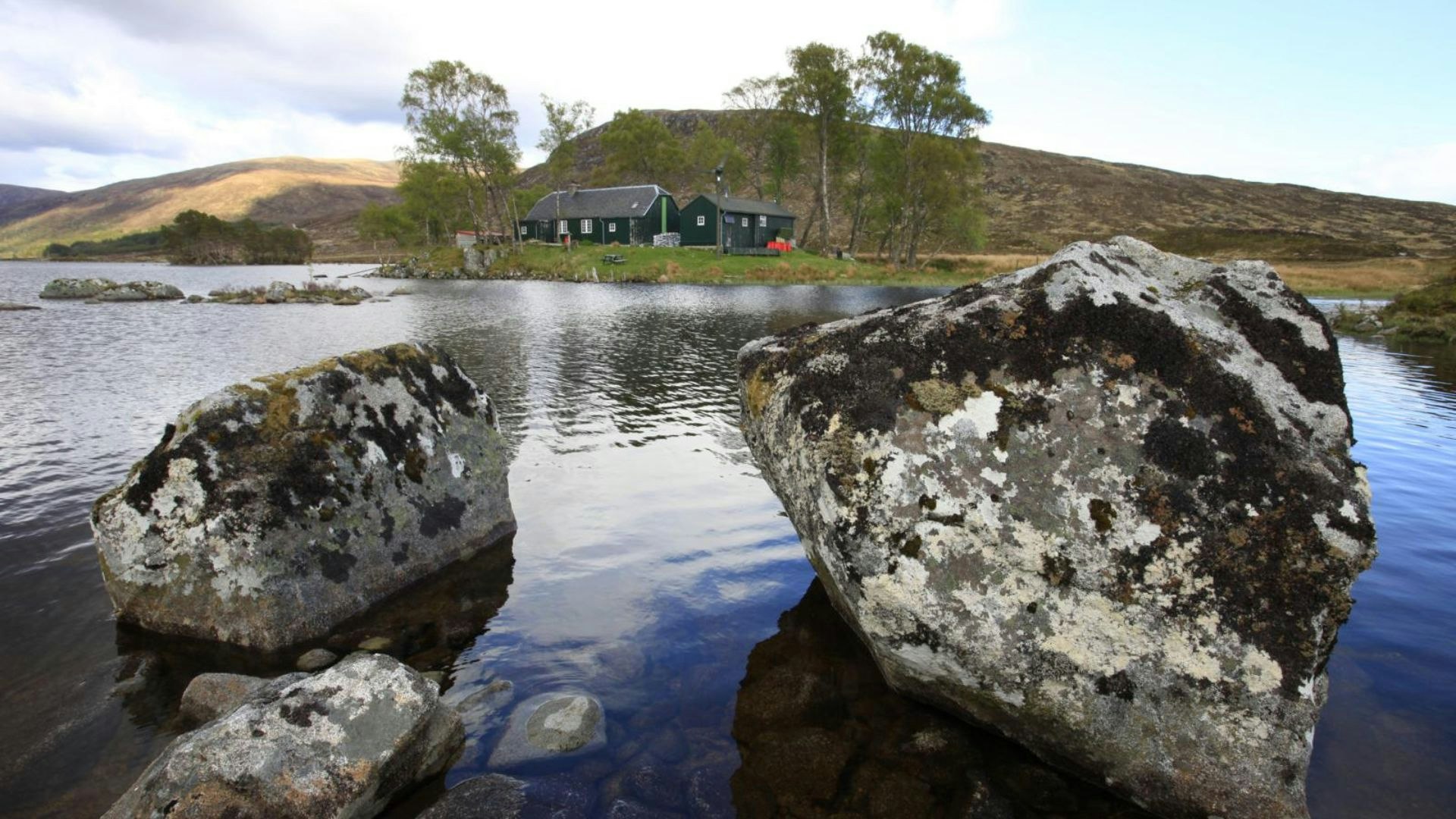 Loch Ossian Hostel from Loch Ossian Scotland