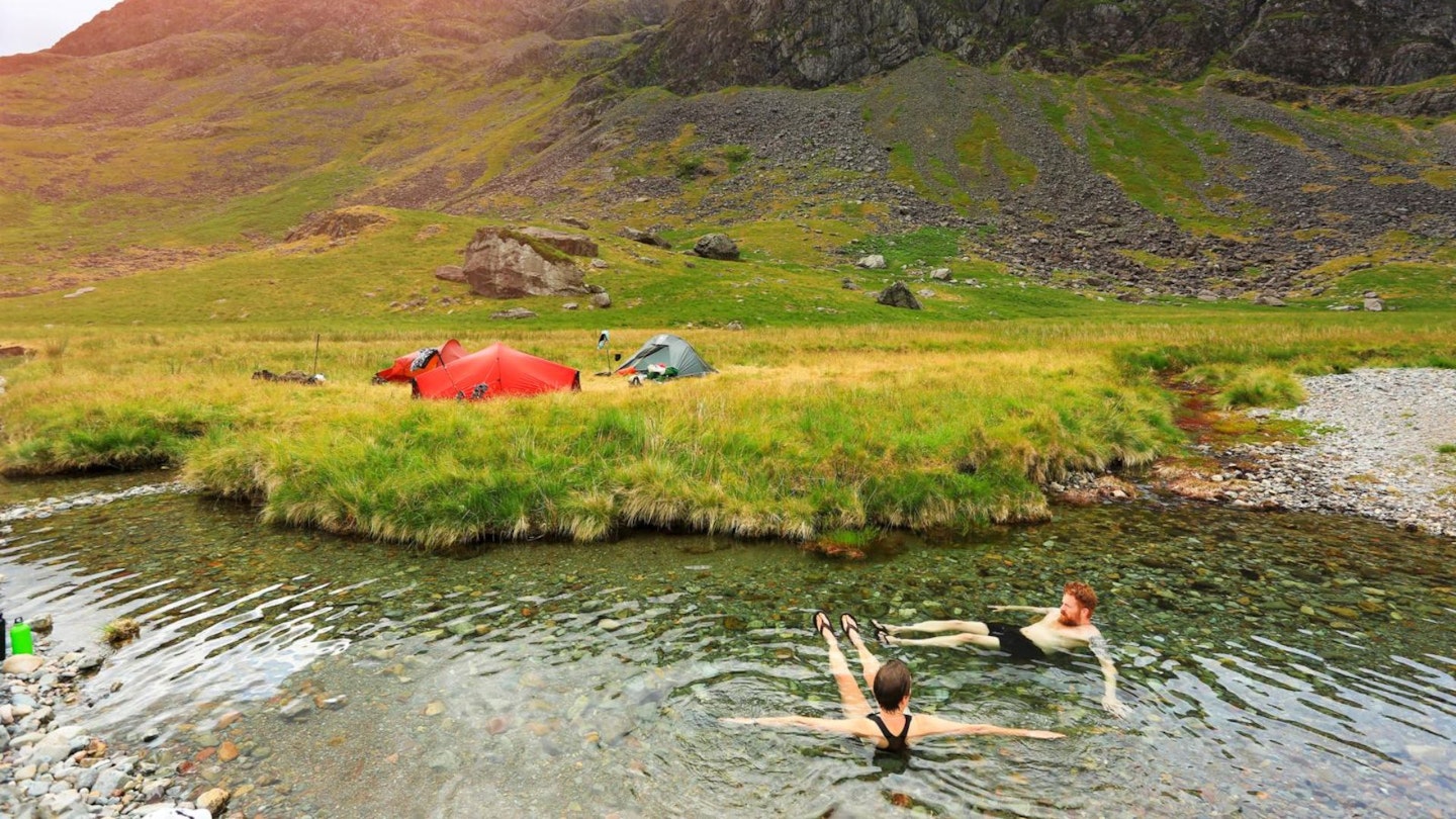 Wild swimming Great Moss Lake District