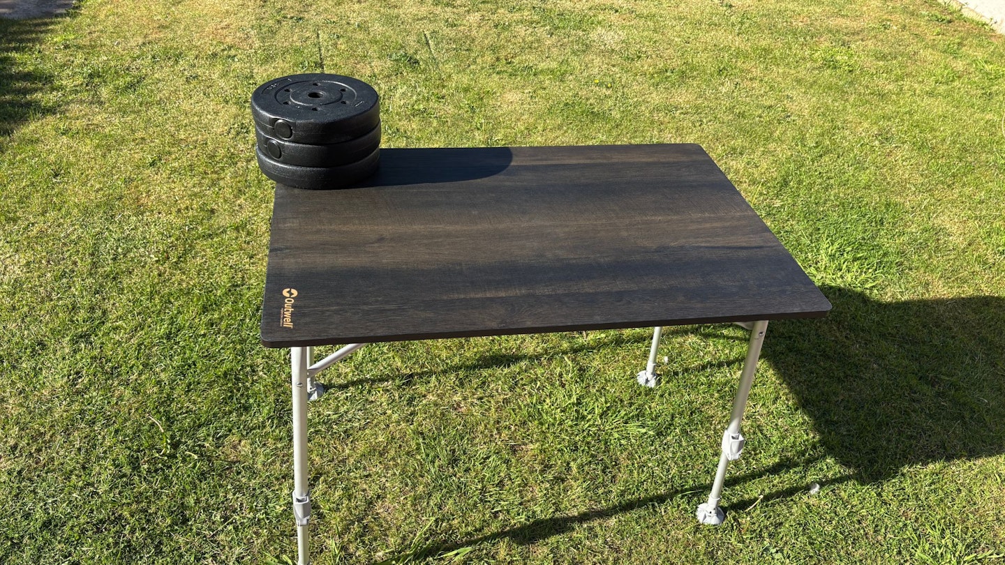 Camping table stability test