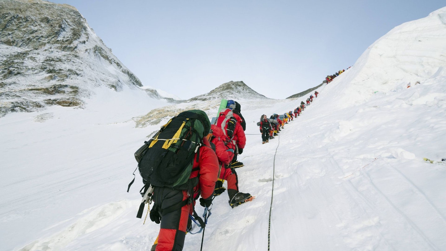 Climbers on the Lhotse Face of Everest
