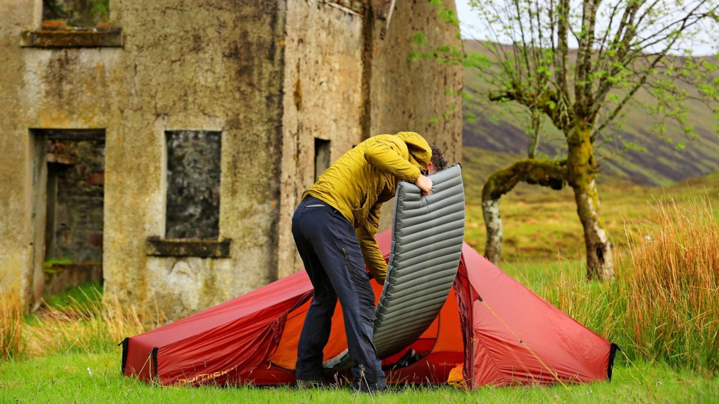 Setting up camp outside Luibeilt Lodge, West Highlands