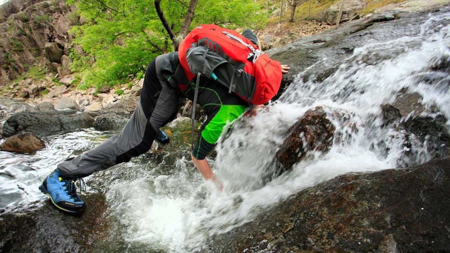 Cooling off Stickle Ghyll Scramble Langdale Lake District